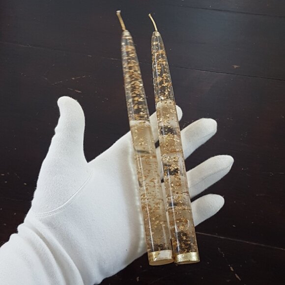 MCM Lucite Flameless Candles with Gold Flecks - Picture 4 of 5